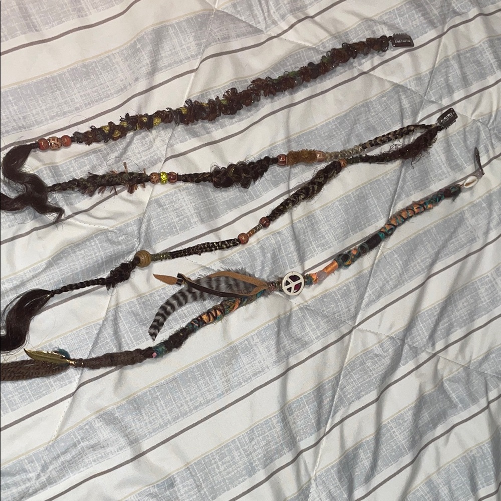 Boho Hippie Dreadlock Extension Clips 3 Pieces